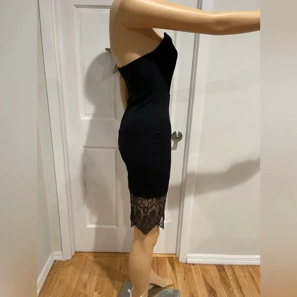 Women's Solemio Strapless Lace Panel Accent cocktail Dress Size - Picture 4 of 7